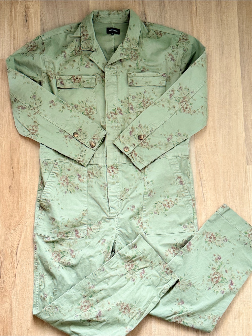Driftwood Olive Army Green Pink Rose Pockets Cotton Women’s Jumpsuit